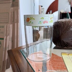 Pyrex Floral Glass Jar with White Lid Vintage